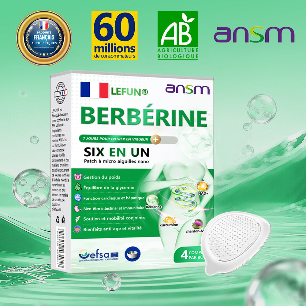 Magasin Officiel | 𝑳𝑬𝑭𝑼𝑵®𝟲-𝗶𝗻-𝟭 Patch à Micro-Aiguilles Nano Fit & Vital Tout-en-Un à la NAD+ et Berbérine (Une Par Jour, Changements Visibles en 7 Jours)