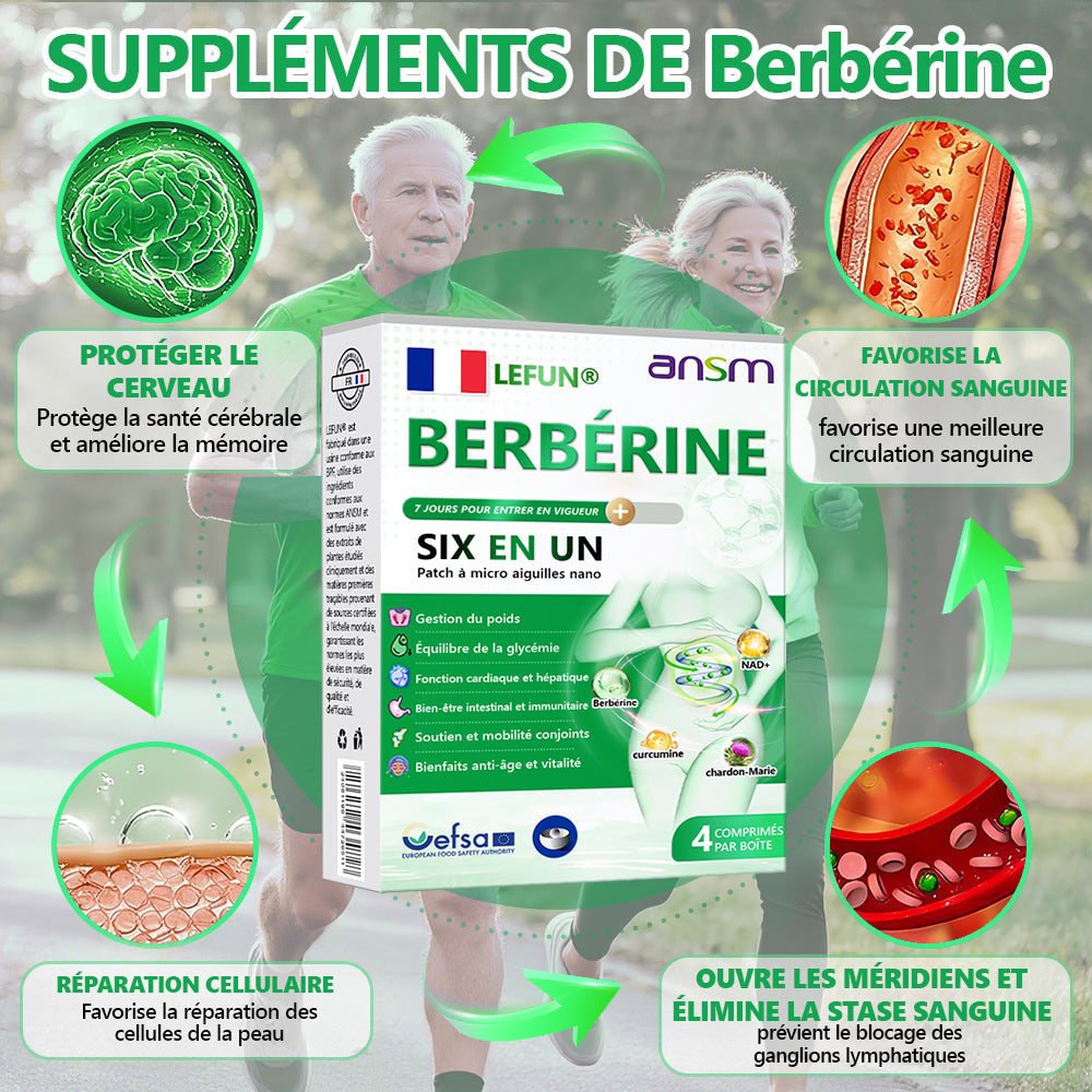 Magasin Officiel | 𝑳𝑬𝑭𝑼𝑵®𝟲-𝗶𝗻-𝟭 Patch à Micro-Aiguilles Nano Fit & Vital Tout-en-Un à la NAD+ et Berbérine (Une Par Jour, Changements Visibles en 7 Jours)